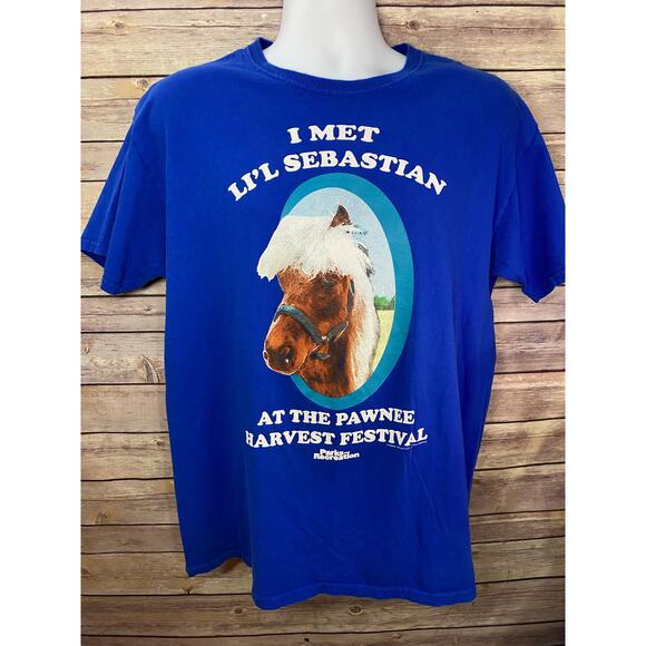 Parks & Recreation Lil’ Sebastian T-Shirt Men’s Size Medium Blue Short Sleeve - Picture 1 of 8
